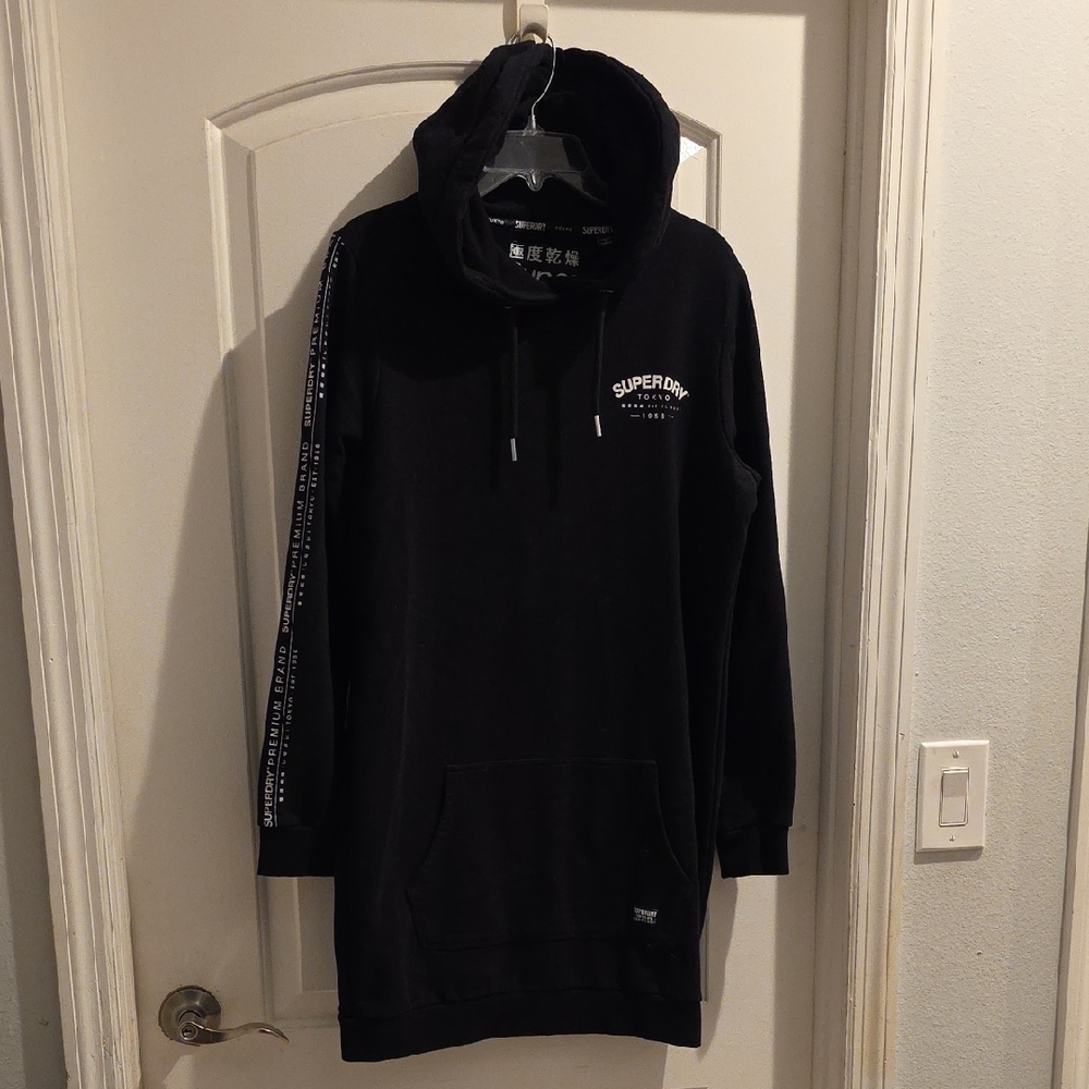 Superdey Black Hoodie Dress UK 14 US 10 Large